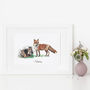 Personalised Foxes Watercolour Art Print, thumbnail 1 of 5