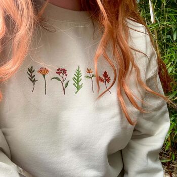 Embroidered Autumn Florals Sweatshirt, 2 of 4