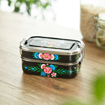 Hand Painted Rectangle Bento Box With Two Compartments, 4 of 9