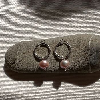Pearl Earrings On Sterling Silver Hoop Earrings, 6 of 6