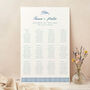 Blue Tile Mediterranean Personalised Wedding Table Plan, thumbnail 1 of 3