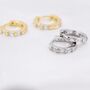 Baguette Cz Huggie Hoop In Sterling Silver, thumbnail 7 of 11