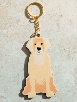 Golden Retriever Wooden Keyring With Optional Christmas Card, 7 of 9