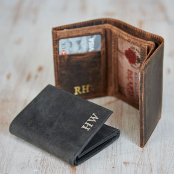 Personalised Buffalo Leather Handmade Billfold Wallet, 2 of 12