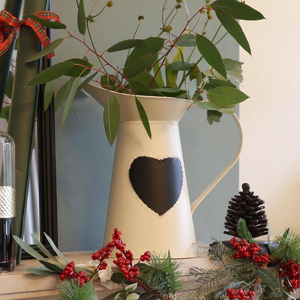 Cream Heart Pitcher Jug Vase By Dibor