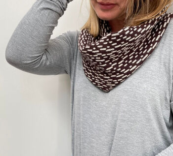 Knitted Lambswool Snood With Line Pattern, 2 of 5