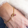 Friendship Knot Bracelet With Heart Birthstone Charm, thumbnail 1 of 8