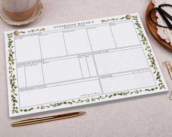 Botanical Personalised Weekly Planner Desk Pad, 3 of 4
