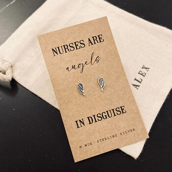 Nurses Are Angels Silver Earrings, 2 of 4
