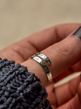 Valentine's Day Heart Adjustable Sterling Silver Ring, 3 of 9