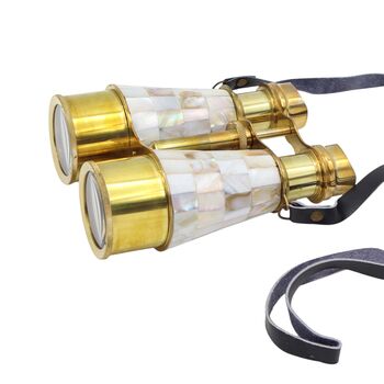 Personalised Mother Of Pearl Binoculars With White Leather Case, 6 of 12
