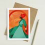 Woman In Green Blank Greetings Card, thumbnail 1 of 3