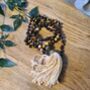 Tigers Eye Crystal Mala Bead Necklace With Tassel, thumbnail 9 of 11