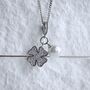 Clover Pearl And Zircon Necklace 925 Sterling Silver Charm Gift, thumbnail 1 of 7