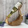 Handcrafted Bamboo Drunken Duck Wine Bottle Holder – Wooden Bar And Home Décor Gift, thumbnail 1 of 6