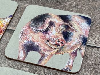 Set Of Four Square Farm Animal Coasters, 6 of 6