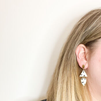 Asymetric Monochrome Statement Earrings For Her, 9 of 9