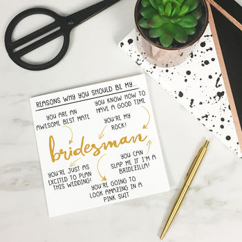 Personalised Be My Bridesmaid/Bridesman Wedding Card, 5 of 7