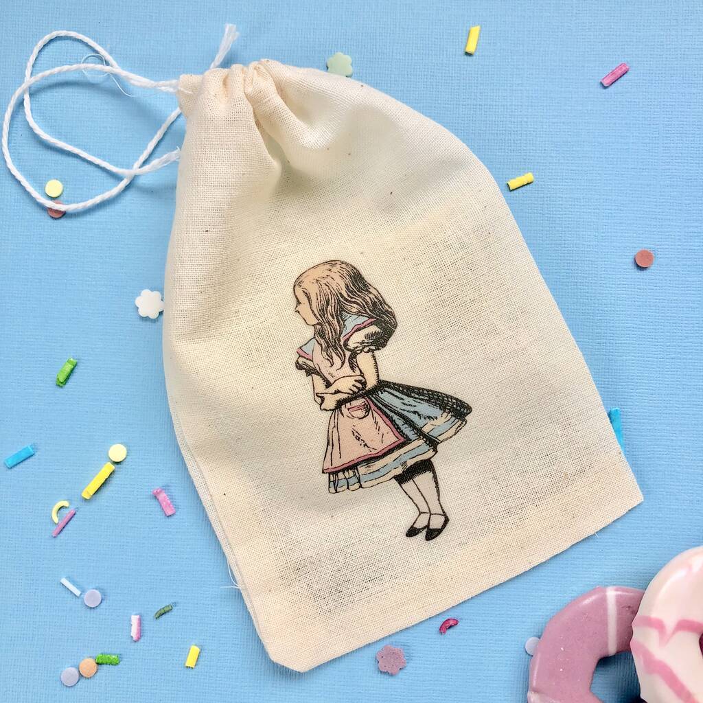 Alice In Wonderland Cotton Party Favour Bag By Rainbow Sweets And Treats