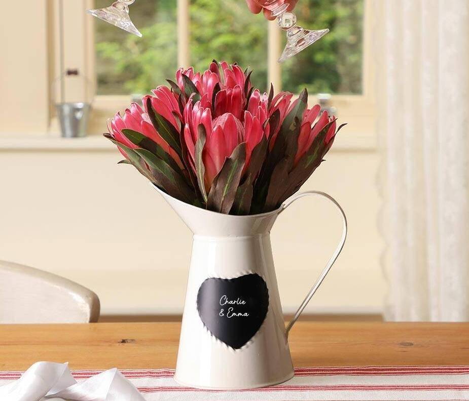 Personalised Cream Heart Pitcher Jug Vase By Dibor