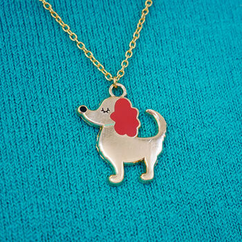 Cute Dog Charm Necklace Gold Plated, 2 of 4