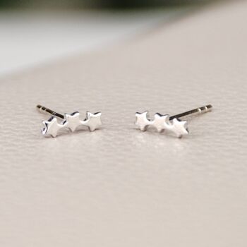 Tiny Trio Star Climber Earrings, 4 of 8