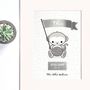 Personalised Monkey New Baby Art Print With Silver Foil, thumbnail 3 of 5