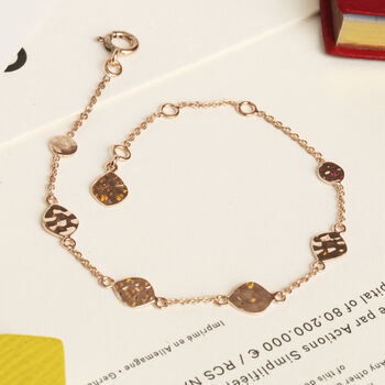 Rose Gold Vermeil Plated Hammered Disc Chain Bracelet, 2 of 4