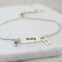 Sterling Silver Gemini And Engraved Name Bracelet, thumbnail 4 of 7