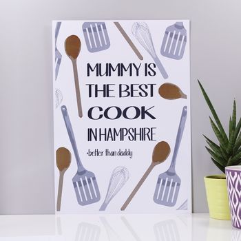 Personalised 'Mummy Is The Best Cook' Print, 4 of 9