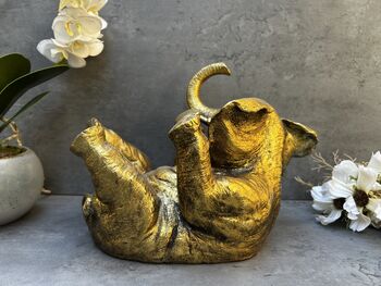 Drunken Elephant Wine Bottle Holder In Aged Gold Gift, 2 of 12