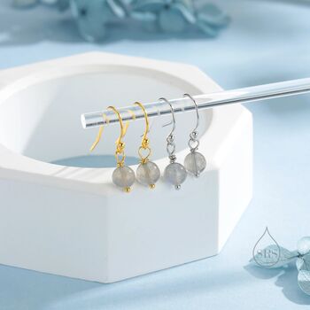Genuine Labradorite Drop Hook Earrings In Sterling Silver, 7 of 12
