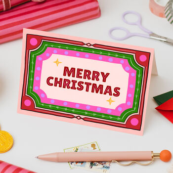 Pack Of Six Retro Colourful Merry Christmas Cards, 4 of 5