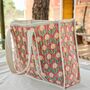Large Quilted Market Tote Bag With Pink Floral Block Print Design, thumbnail 5 of 7