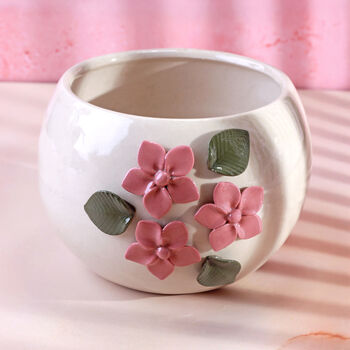 G Decor Floral Ceramic Planter Line Handcrafted Decorative Pot, 4 of 4