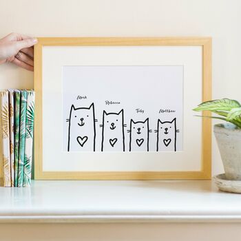 Personalised Cat Family Print, 4 of 6