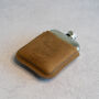 Tan Brown Leather Cased Hip Flask 6oz In Silver /Copper, thumbnail 4 of 10