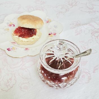Antique Edinburgh Crystal Cut Glass Lidded Jam / Preserve Pot ~ Five, 2 of 11