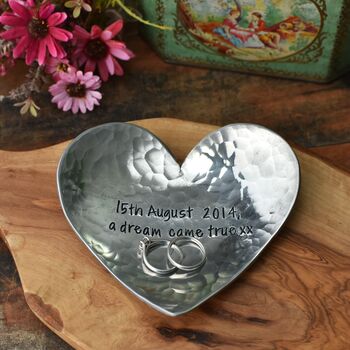 Personalised 10th Anniversary Gift, Aluminium Heart Dish, 2 of 12