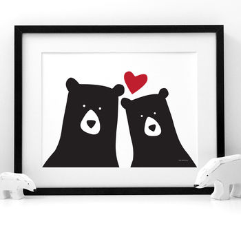 Bear Couple 'Selfie' Personalised Day Print, 2 of 5