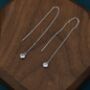 Cz Dot Threader Earrings In Sterling Silver, thumbnail 5 of 10