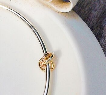 Eternity Knot Bangle With Silver Or Gold Knot, 3 of 4
