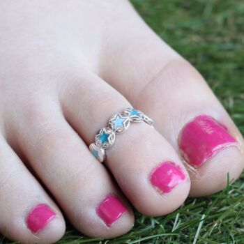 Pure Silver Blue Star Bichiya Slim Toe Ring, 2 of 8