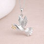 Personalised Sterling Silver Dove Pendant With Gold Olive Branch, thumbnail 1 of 11
