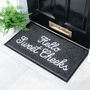 Hello Sweet Cheeks Black Recycled Outdoor Doormat, thumbnail 1 of 2