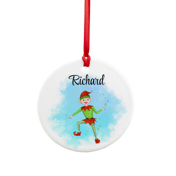 Personalised Playful Elf Christmas Ornament, 6 of 9