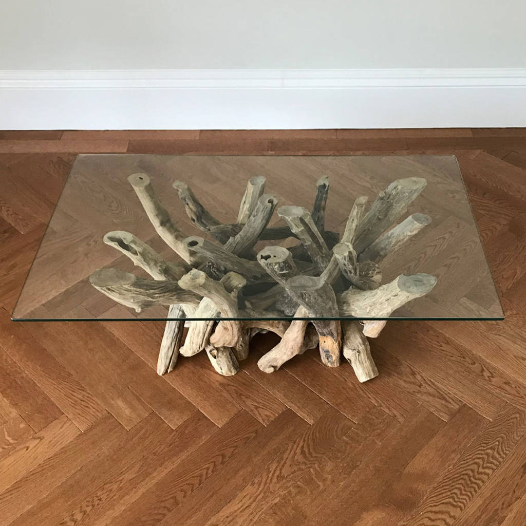 Rectangular Driftwood Coffee Table Base, Rectangular Driftwood Coffee Table With Glass Top