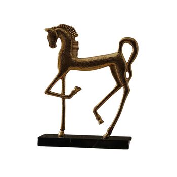 Golden Troy Horse Sculpture On Marble Base, 2 of 2