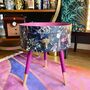Pink And Navy Round Wooden Bedside Table, thumbnail 1 of 4