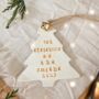 Personalised First Christmas Engaged Gold Bauble Tree Decoration, thumbnail 1 of 2